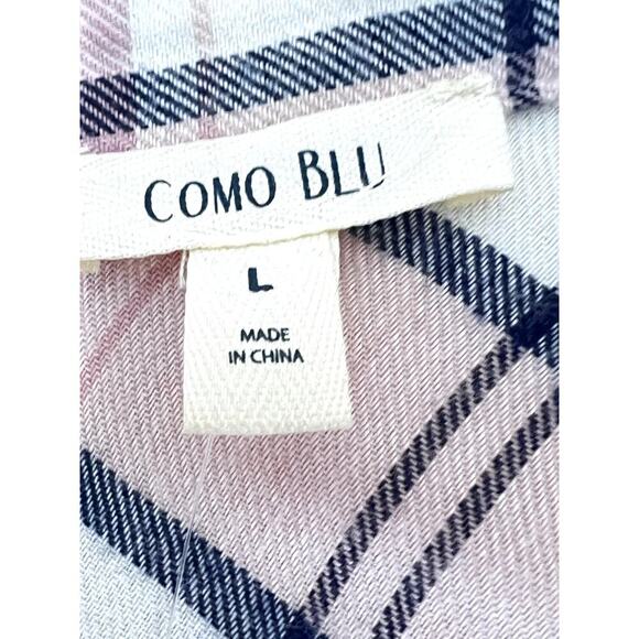 Como Blu women's size L shirt flannel pink plaid button-up peplum back cozycore - Picture 6 of 9